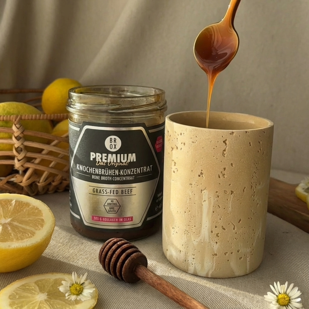 Bio Knochenbrühen-Konzentrat Weiderind im Glas – Honigloffel