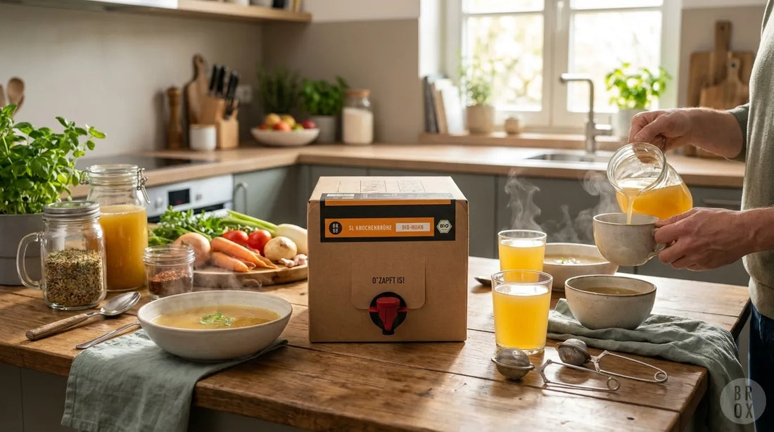 5 Liter Hühnerknochenbrühe: 150g Kollagen im Familienalltag
