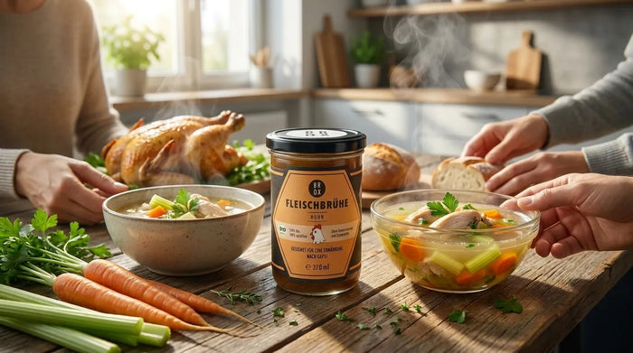Fleischbrühe Huhn im Test: Verträglich und collagenreich?