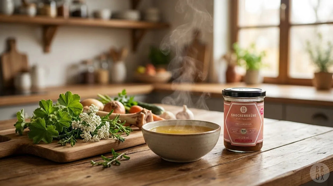Knochenbrühe HER im Test: Kollagen & Frauenkräuter