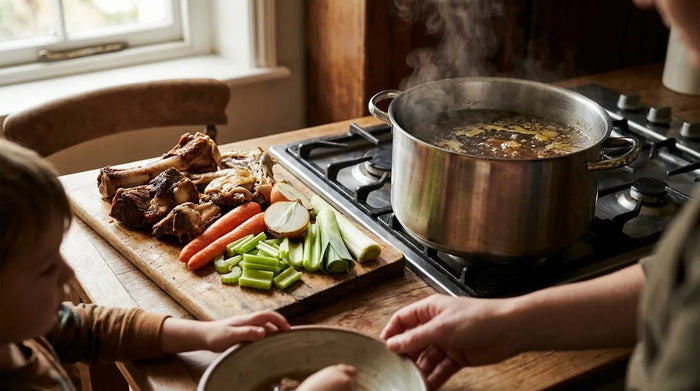 Knochenbrühe kochen: Welche Knochen, Gemüse und Garzeiten für Nährstoffe und Geschmack sinnvoll sind