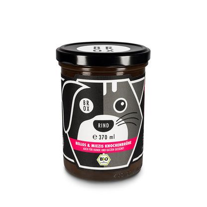 Bio Bellos & Miezis Knochenbrühe Rind im Glas – Schnurrbart