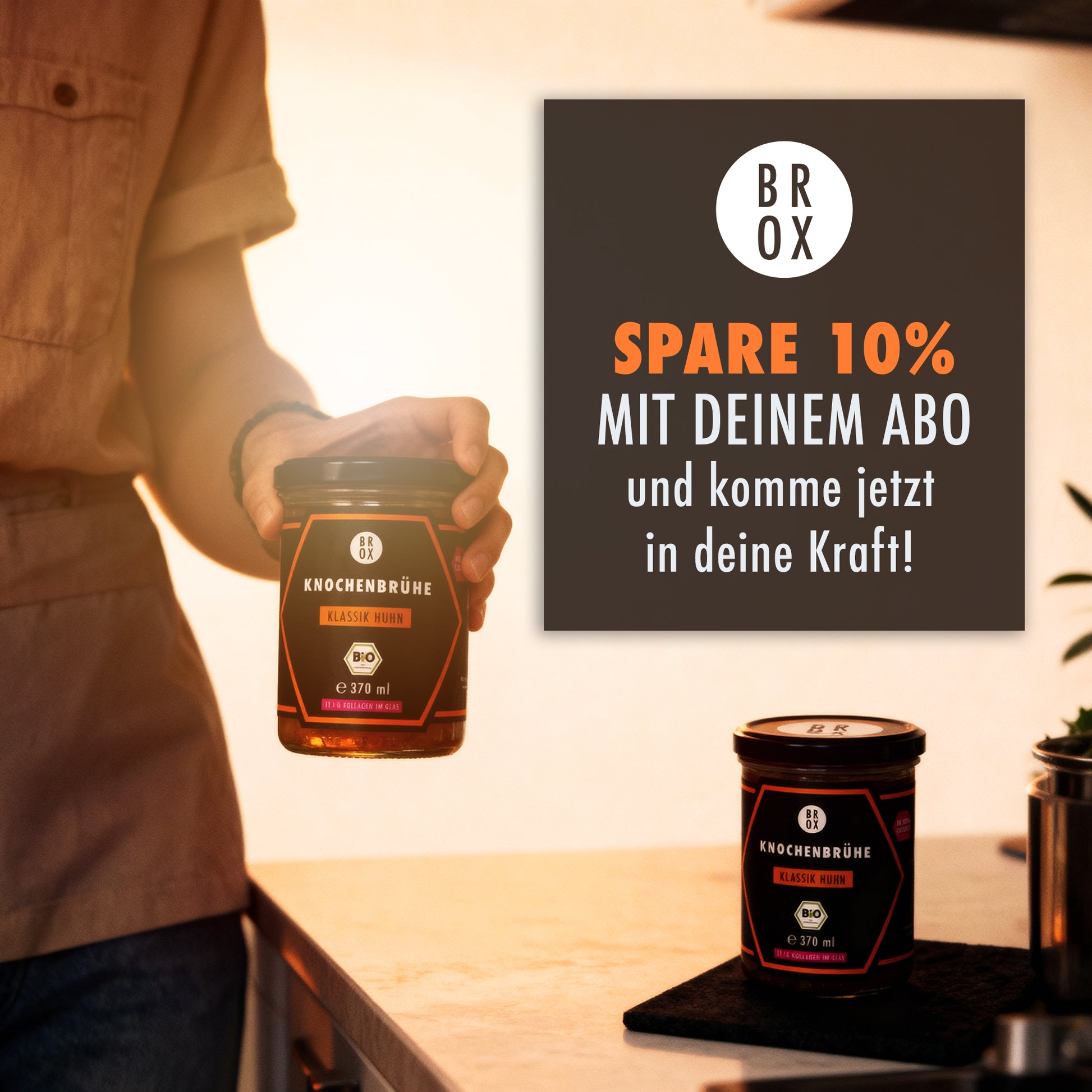 Bio Knochenbrühe klassik Huhn im Glas – Premium Mit