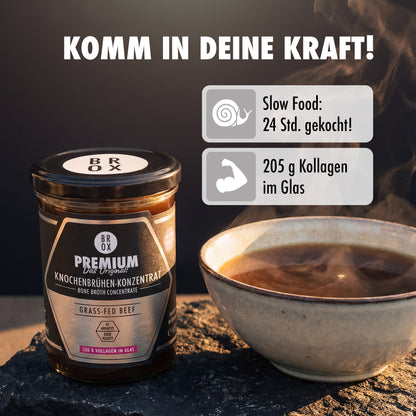 Bio Knochenbrühen-Konzentrat Weiderind im Glas –  Stein