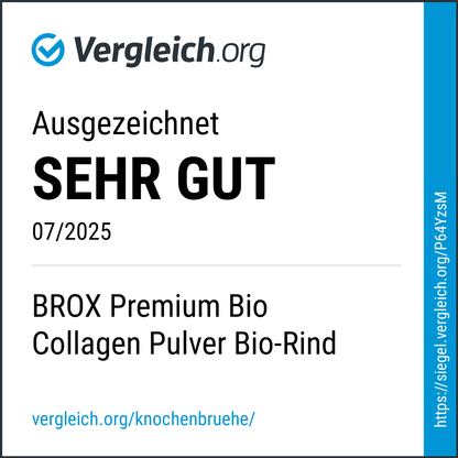 Bio 3-Monatsvorrat Kollagenpulver vom Bio-Weiderind  im Glas –schussel