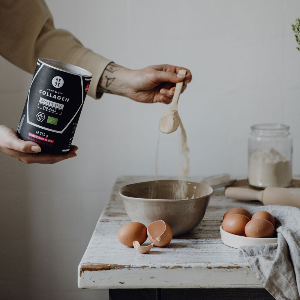 Bio Kollagenpulver vom Bio-Weiderind  im Glas – Eier