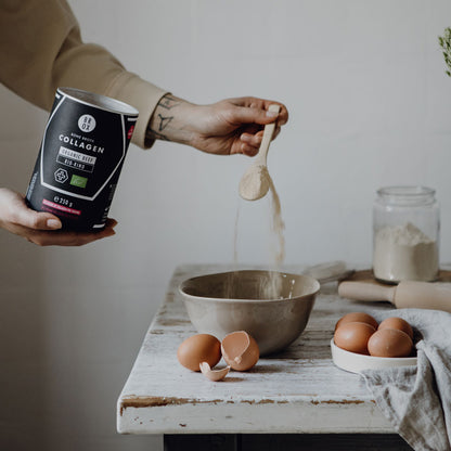Bio Kollagenpulver vom Bio-Weiderind  im Glas – Eier