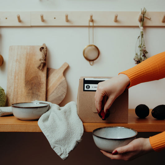 Bio 5 Liter Knochenbrühe Klassik Rind im Glas – Geschirrtuch