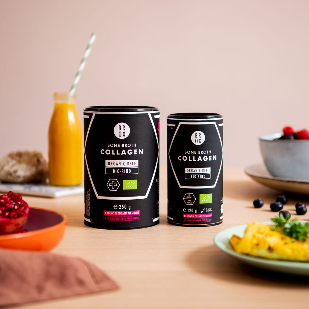 BioKollagenpulver vom Bio-Weiderind  im Glas – strohhalm