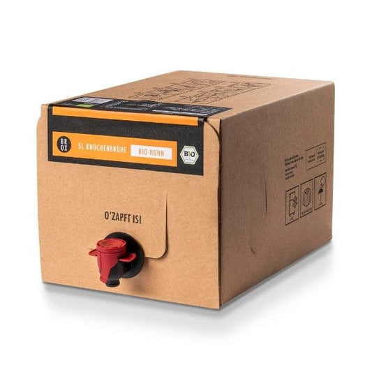 Bio 5 Liter Knochenbrühe Klassik Huhn im Glas – Zapfhahn