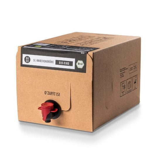 Bio 5 Liter Knochenbrühe Klassik Rind im Glas – Premium zapft